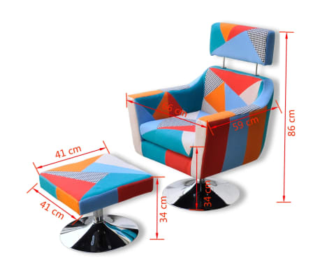 vidaXL Fauteuil TV avec design de patchwork Tissu vidaXL Fauteuil TV avec design de patchwork Tissu