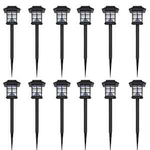 Venkovní solární LED lampa s hrotem, sada 12 ks, 8,6 x 8,6 x 38 cm - obrázek 1