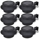Lampe solaire 3 LED pour clôture / gouttière / jardin Noir 6 pcs