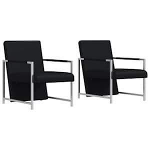 vidaXL tugitoolid 2 tk, kroomitud raam, must, kunstnahk