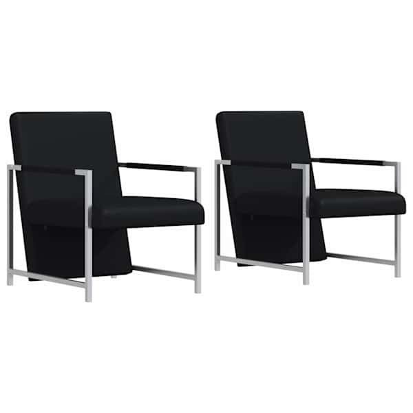 vidaXL tugitoolid 2 tk, kroomitud raam, must, kunstnahk