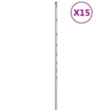 vidaXL Fence Post Galvanized 150 cm 15 pcs