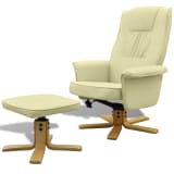 vidaXL Fauteuil avec repose-pied réglable Cuir synthétique Blanc