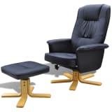 vidaXL Fauteuil avec repose-pied réglable Cuir synthétique Noir