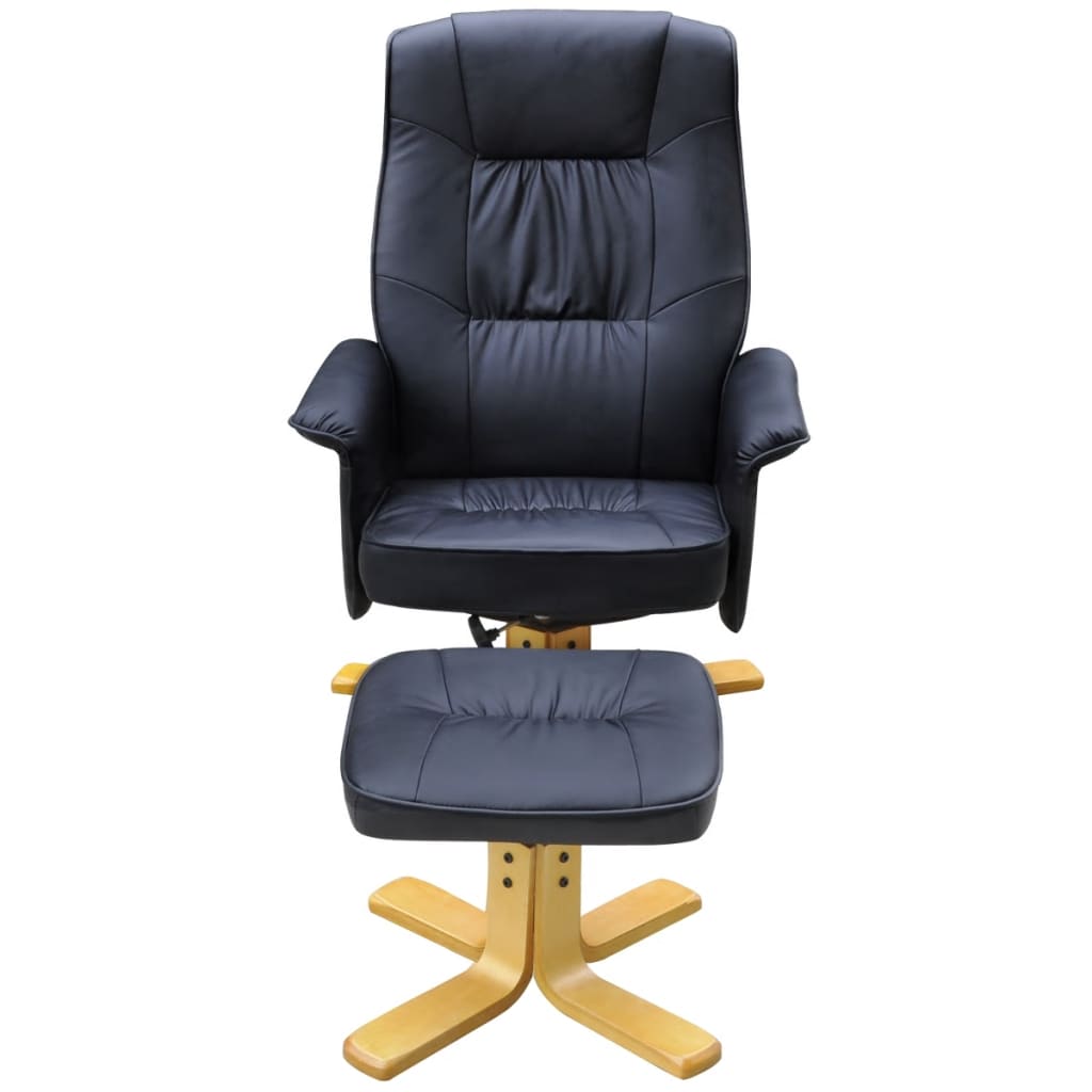 vidaXL Armchair with Footrest Black Faux Leather