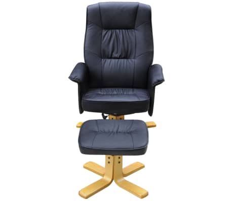 vidaXL Fauteuil met voetenbankje kunstleer zwart