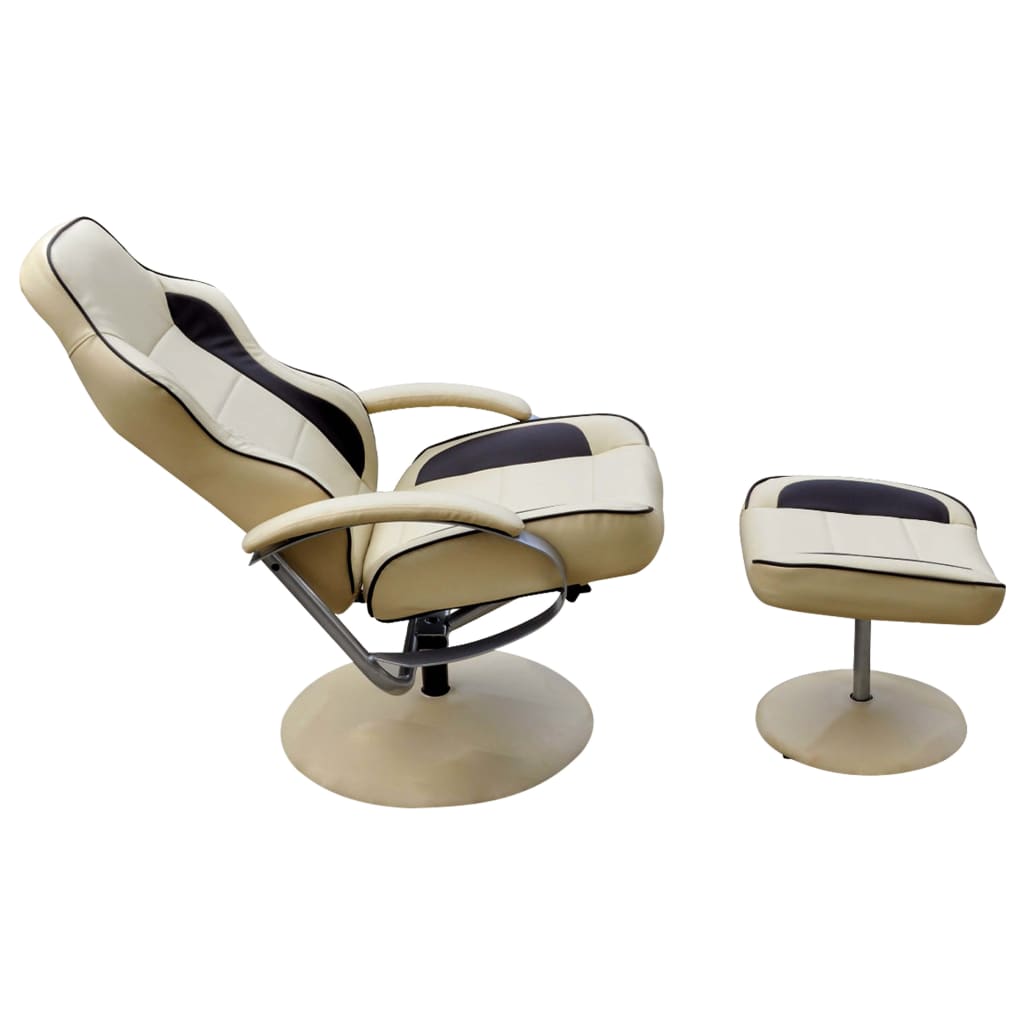 

vidaXL Fauteuil met voetenbankje kunstleer crèmewit