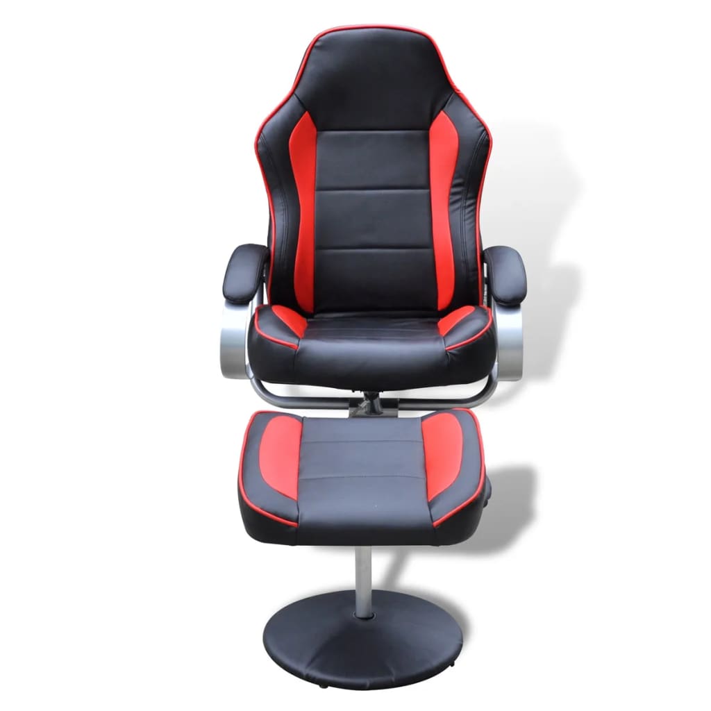 vidaXL Tv-fauteuil met voetensteun verstelbaar kunstleer zwart/rood