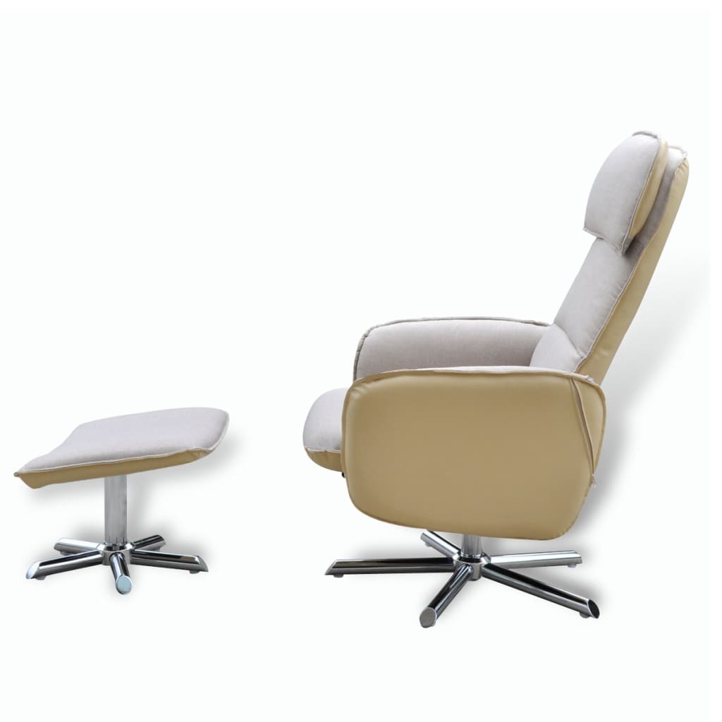 vidaXL TV Recliner Chair with Footstool Cream Fabric