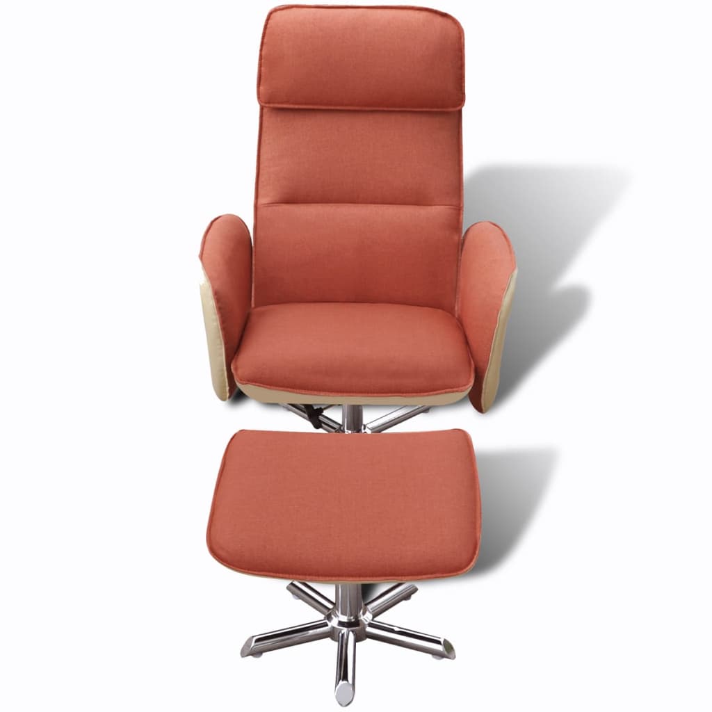 vidaXL TV Armchair with Footstool Orange Fabric