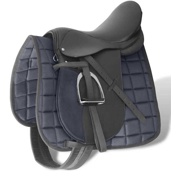 Hobuse sadula komplekt 16" must nahk