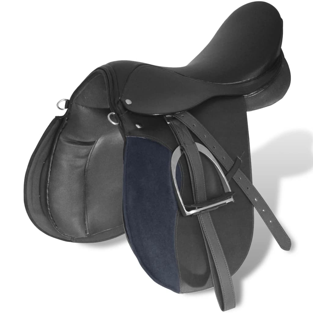

vidaXL Echt lederen paardrijzadel 17,5" 12 cm (5-in-1 set, zwart)