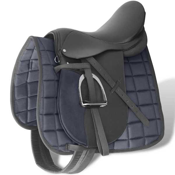 vidaXL Hobuse sadula komplekt 17,5" must 18 cm