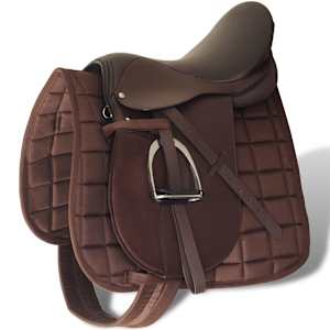 5-osaline hobusesadula komplekt 16" ehtne nahk 14 cm pruun