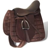 Sela para equitação 16", couro natural 14 cm 5-in-1 / Marrom