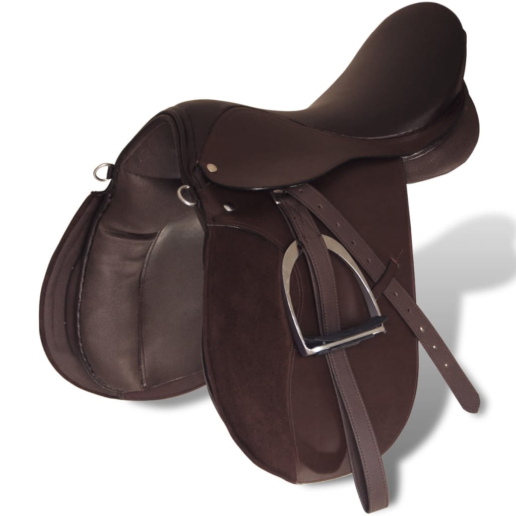 vidaXL Ratsastussatula 16" Aitoa Nahkaa Ruskea14 cm 5-in-1