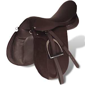 Sedlo z pravé kůže, 5-v-1, pát. kanál 14 cm, posedlí 16" - hnědá - obrázek 2