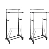2 pcs Adjustable Clothes Rack 2 Hanging Rails