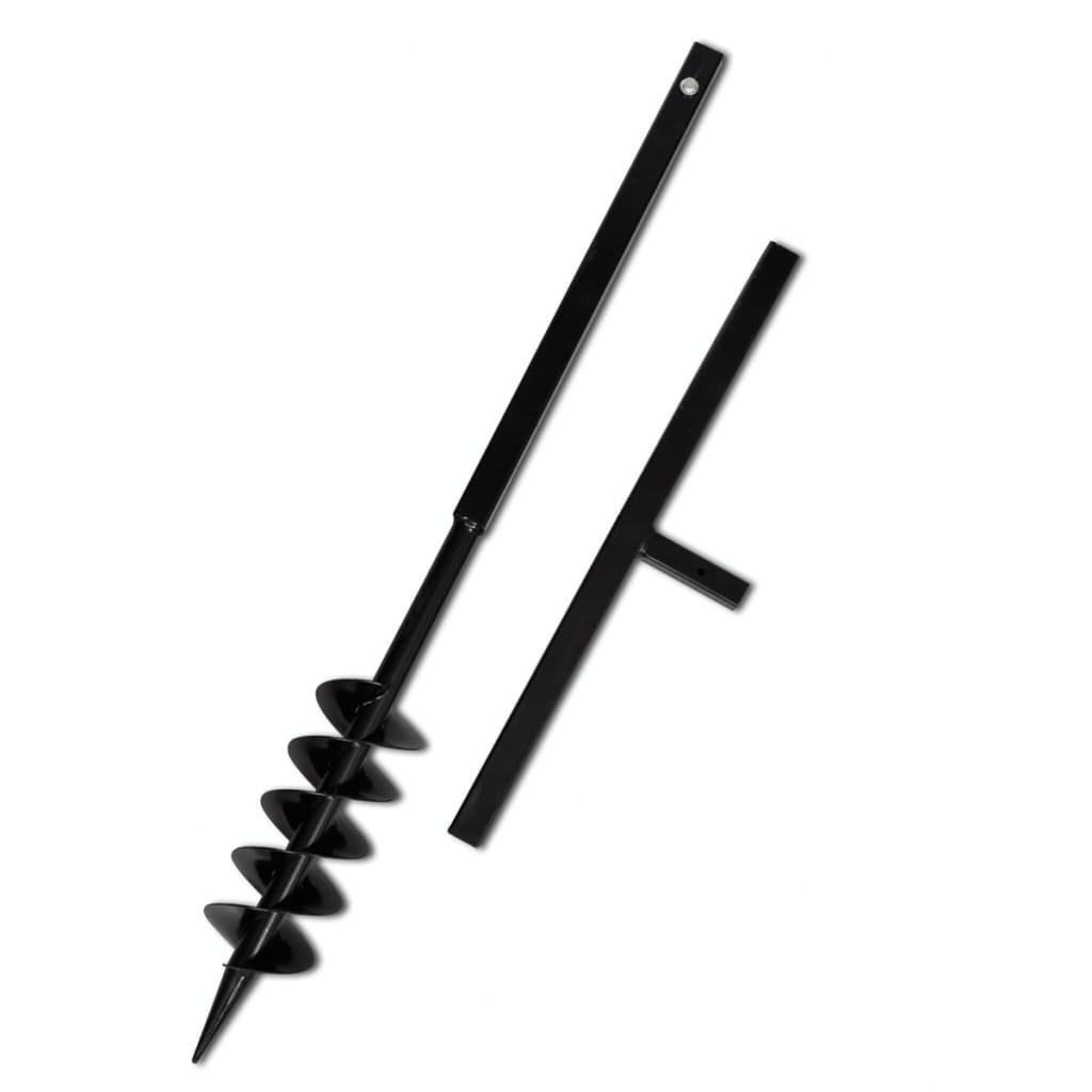 

vidaXL Ground Drill Handle Auger Bit 3.94" Black Double Spirals Steel