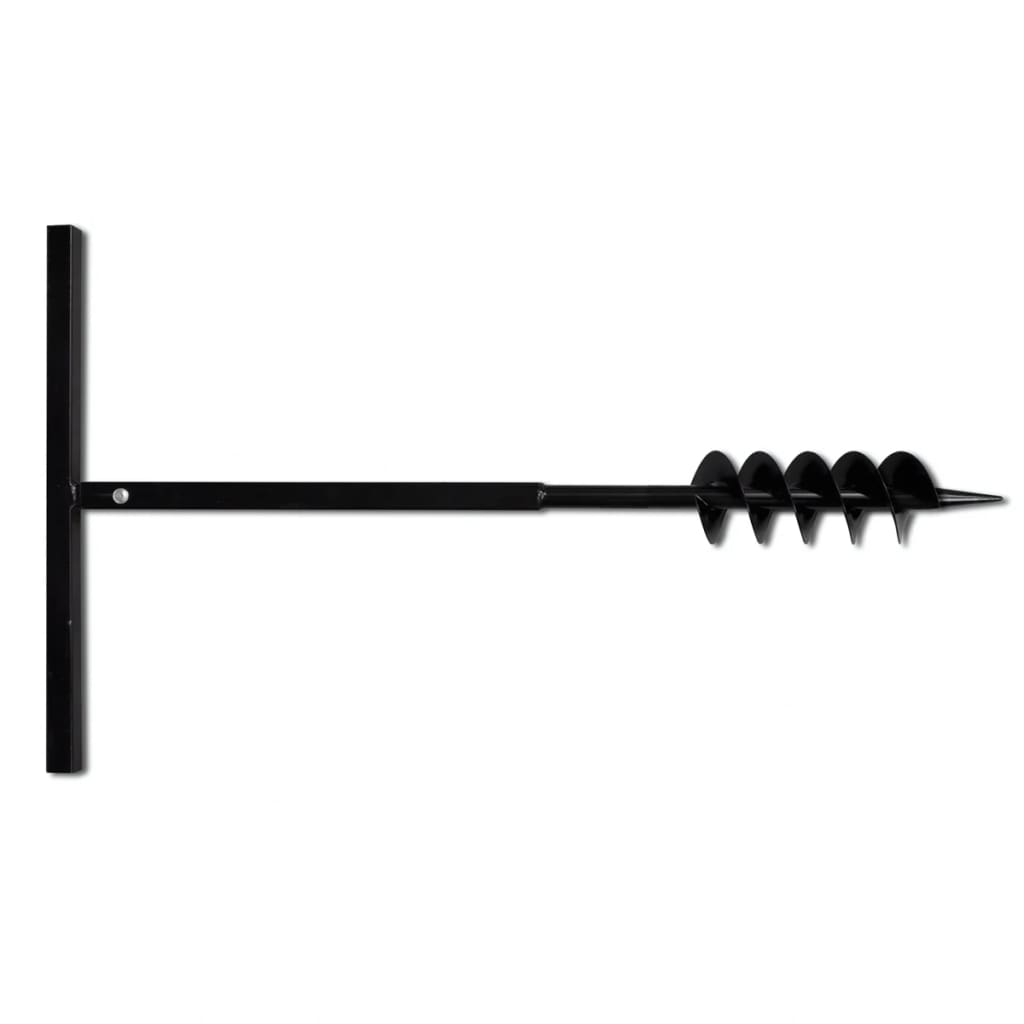 vidaXL Ground Drill Handle Auger Bit 3.94" Black Double Spirals Steel 