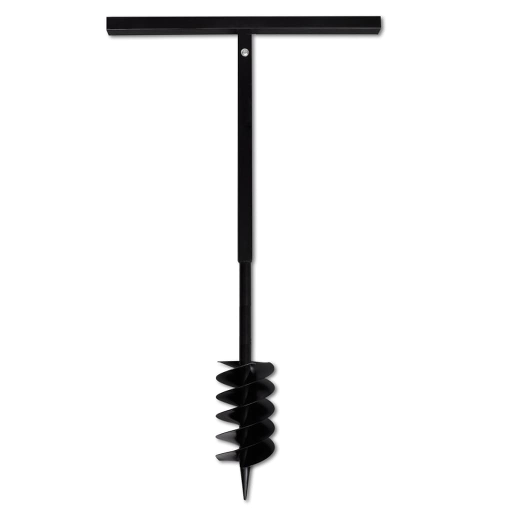 vidaXL Ground Drill Handle Auger Bit 4.72" Black Double Spirals Steel 