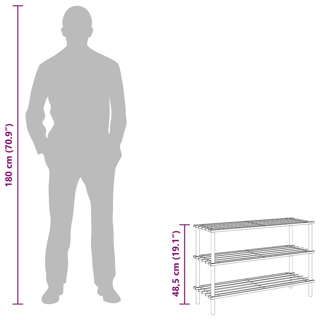 Stojalo za čevlje 3-nadstropno 2 kosa trden les jelke - slika 8