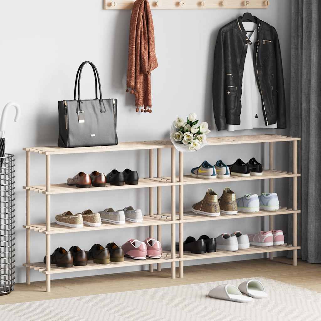 vidaXL Raft de pantofi cu 4 niveluri, 2 buc., lemn masiv de brad