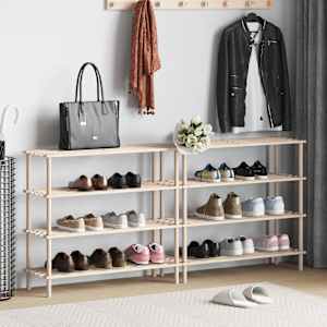 Stojalo za čevlje 4-nadstropno 2 kosa trden les jelke