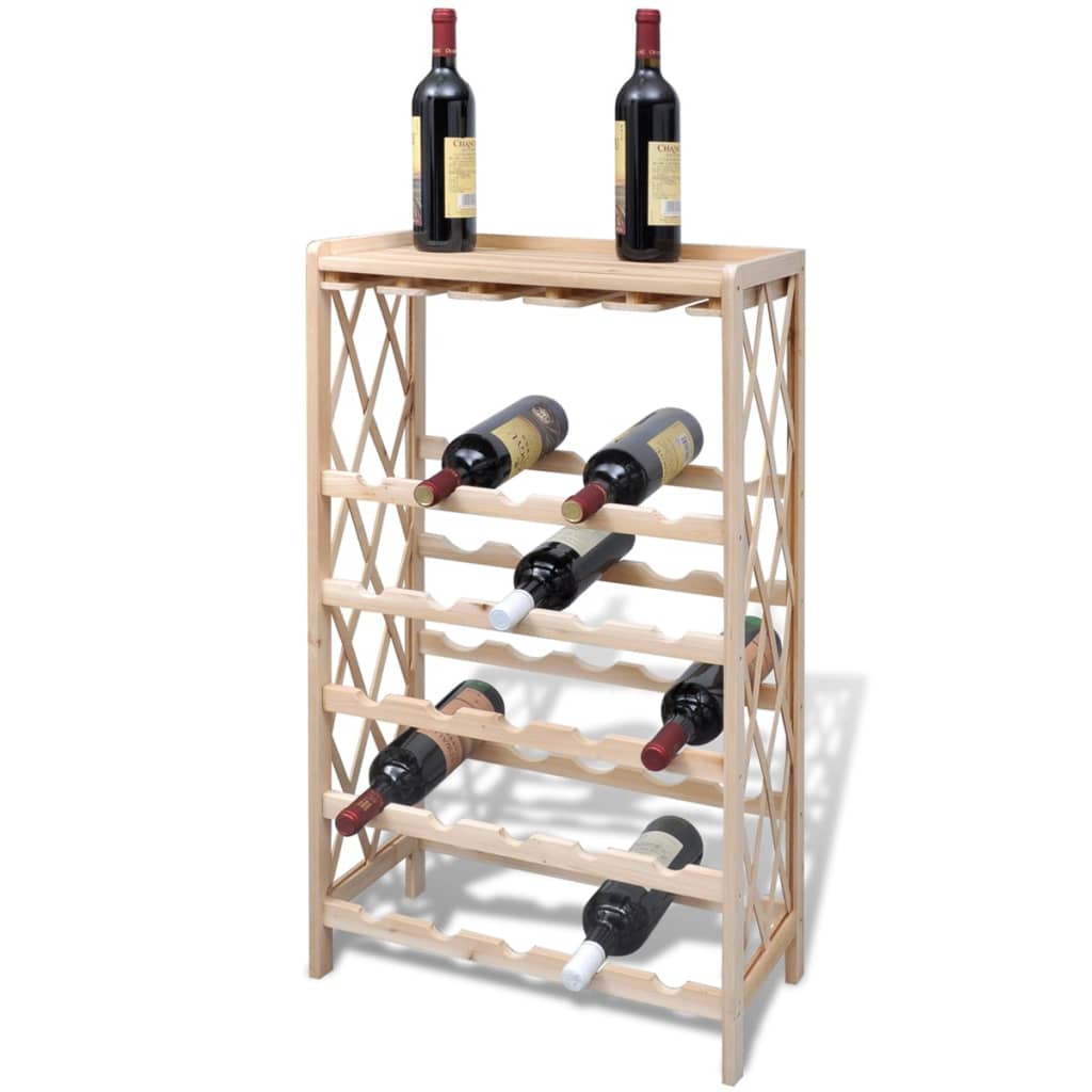 vidaXL Suport pentru 25 de sticle de vin, lemn masiv de brad vidaXL