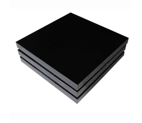 vidaXL Table basse 3 étagères noir brillant