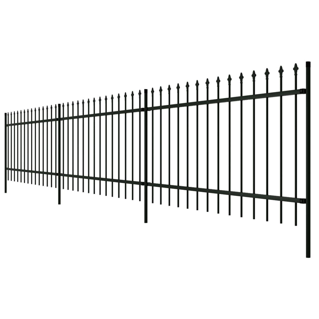 vidaXL Security Palisade Fence with Pointed Top Steel 19.7' Black