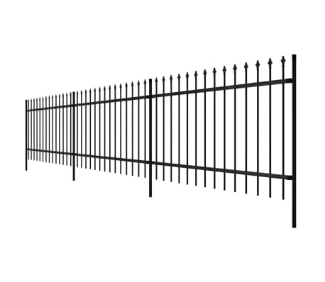 vidaXL Apsaug. strypų tvora, juoda, plienas, 600x60cm