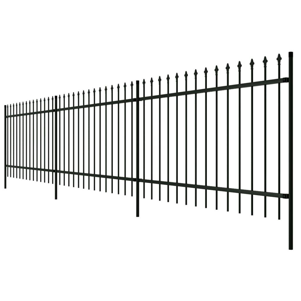 vidaXL Security Palisade Fence with Pointed Top Steel 600x80 cm Black