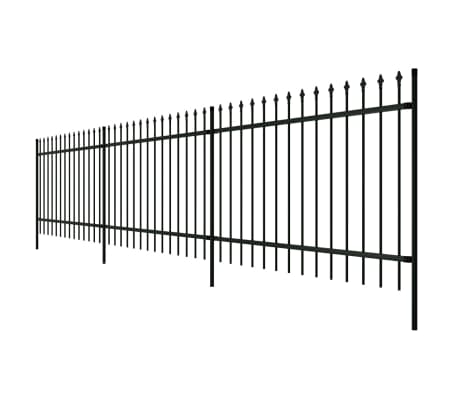 vidaXL Security Palisade Fence with Pointed Top Steel 19.7' Black