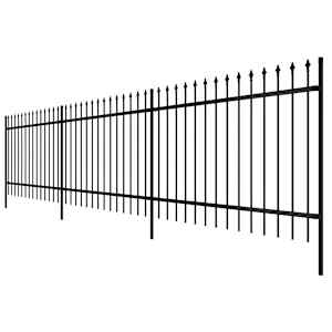 vidaXL sikkerhedshegn med spids top st&aring;l 600 x 80 cm sort