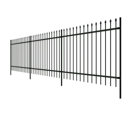 vidaXL Security Palisade Fence with Pointed Top Steel 19' 8"x3' 3" Black