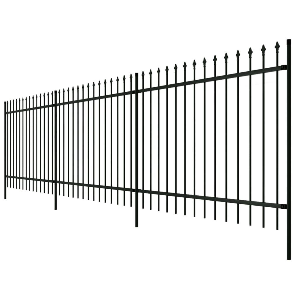 vidaXL Security Palisade Fence with Pointed Top Steel 19' 8"x3' 11" Black