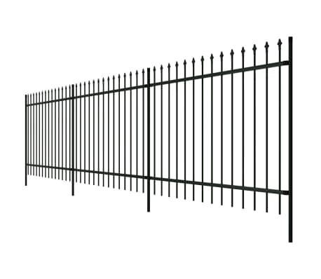 vidaXL Security Palisade Fence with Pointed Top Steel 19' 8"x3' 11" Black
