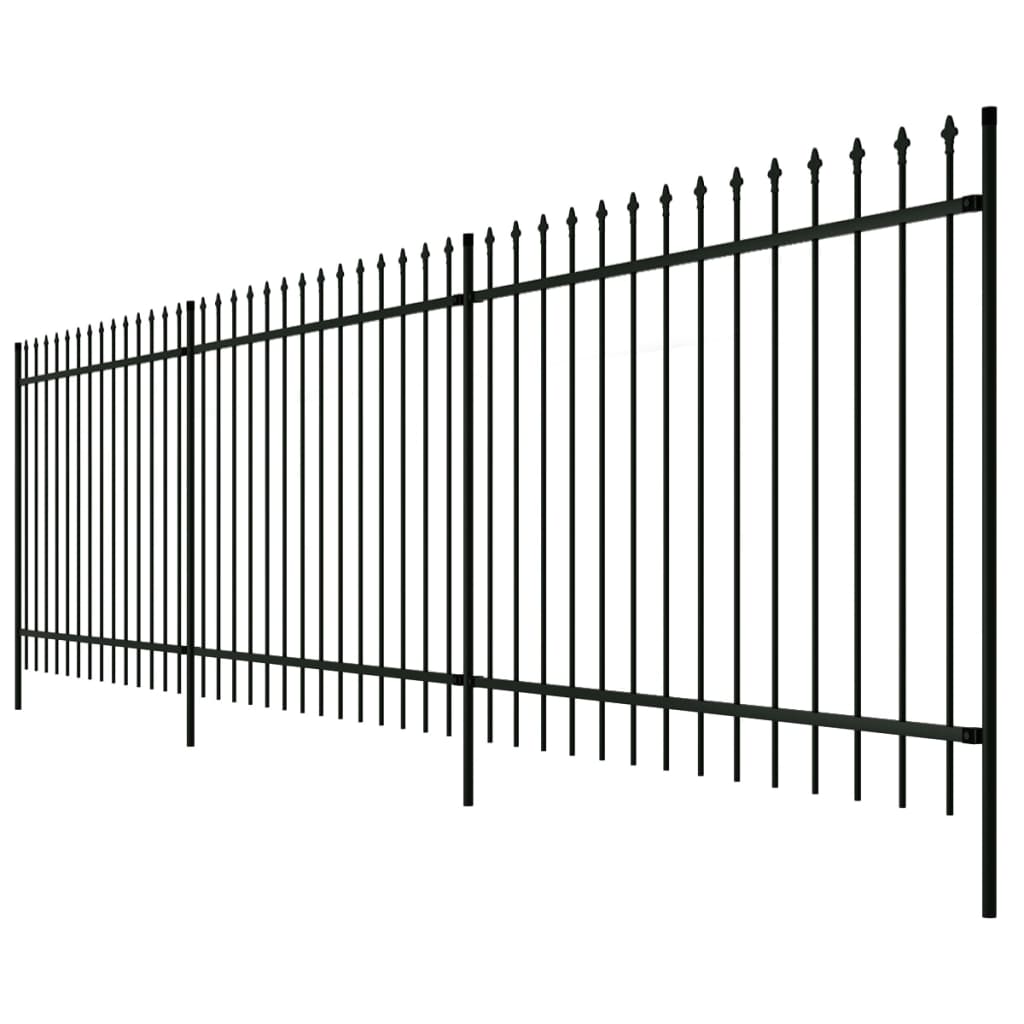 vidaXL Security Palisade Fence with Pointed Top Steel 19' 8"x4' 11" Black