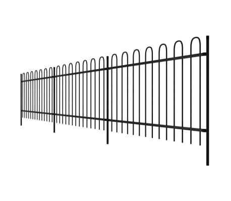 vidaXL Security Palisade Fence with Hoop Top Steel 600x80 cm Black