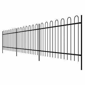 vidaXL Apsaug. strypų tvora, juoda, plienas, 600x80cm