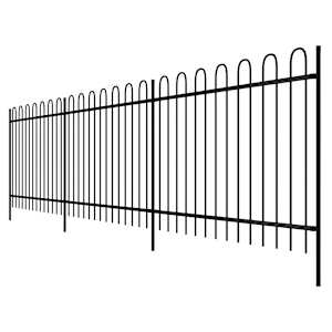 vidaXL Ogrodzenie palisadowe z łukami, stal, 6 m, czarne