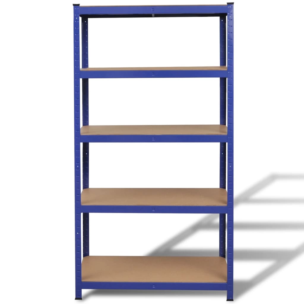 vidaXL Opbergrek 5-laags staal en bewerkt hout blauw afbeelding