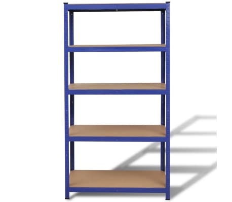 vidaXL Raft depozitare cu 5 niveluri, albastru, oțel&lemn prelucrat
