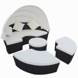 vidaXL Ligbed met luifel poly rattan zwart
