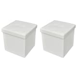 Foldable Storage Stool Ottoman Footstool White 2 pcs
