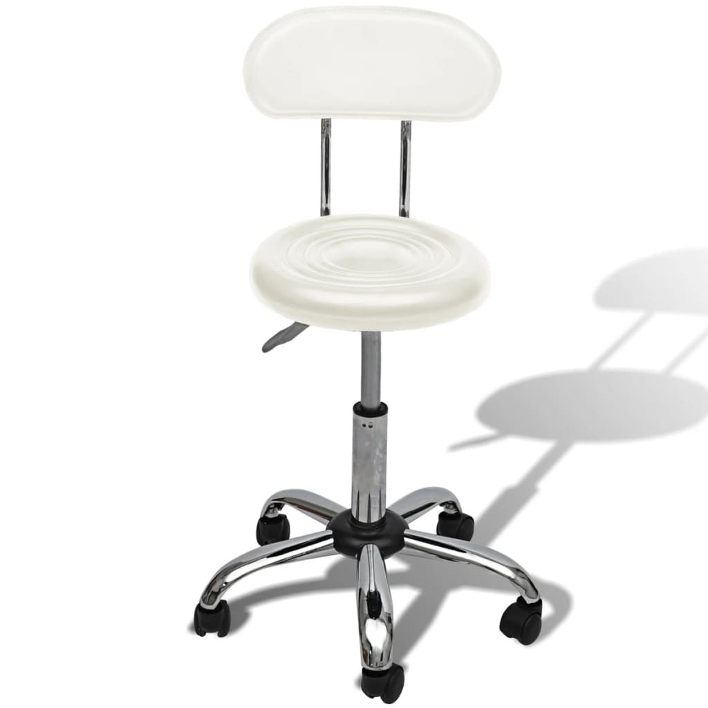 Professional Salon Spa Stool White Round Seat with Backrest