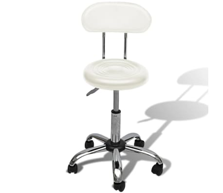Professional Salon Spa Stool White Round Seat with Backrest