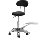 Professional Salon Spa Stool Black Round Seat with Backrest