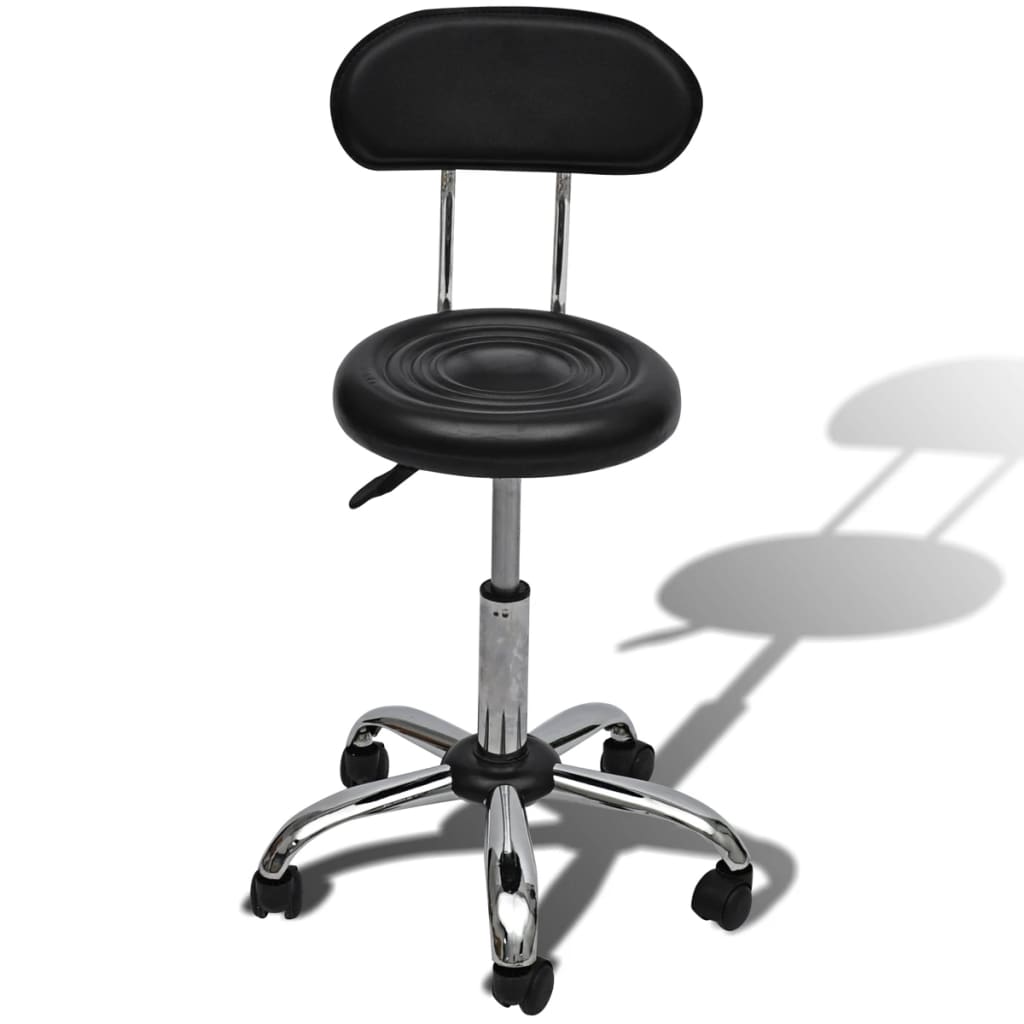 Професионален стол с облегалка и кръгла седалка, черен
